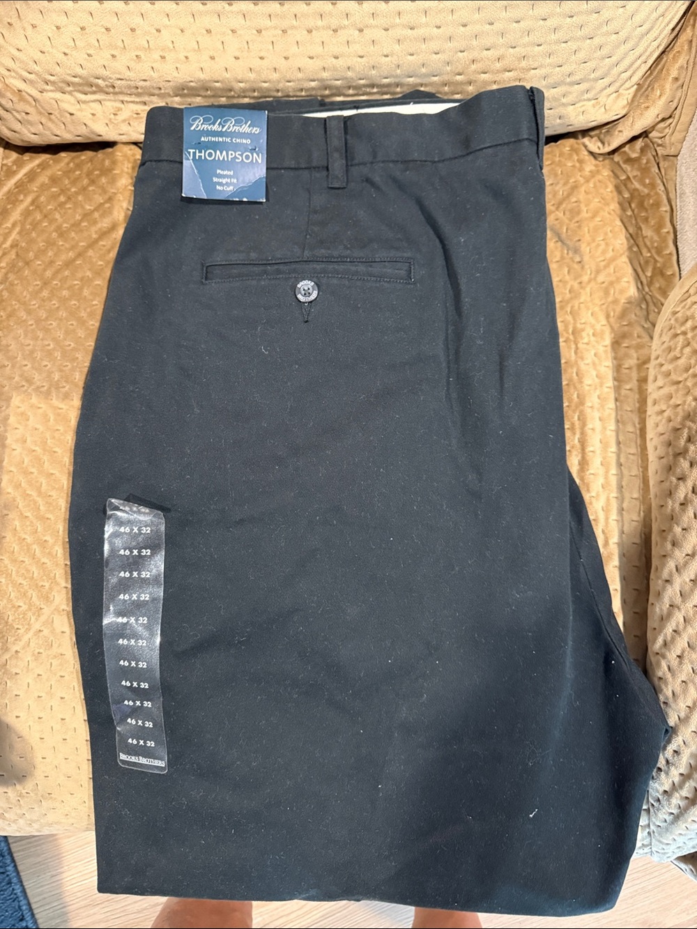 Brooks Brothers Black Thompson Flat-Front Chinos - Classic Fit